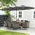 Tangkula 10 Pieces Patio Wicker Dining Set w/Double-Sided Patio Umbrella, Outdoor Acacia Wood Furniture Set w/ 8 Armchairs, 71” Dining Table & 15 ft Umbrella with Weighted Base (Gray)