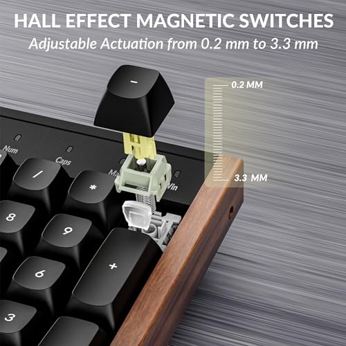 Image of Keychron K10 HE Hall Effect Keyboard, Ultra-Fast Lime Banana Magnetic Switch, Full-Size Tri-Mode Wireless Keyboard with Rapid Trigger, Adjustable Actuation, RGB, Aluminum + Wood Frame - Black