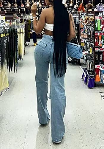 NRTHYE Womens High Waisted Straight Leg Ripped Jeans Casual Loose Distressed Denim Pants Wide Leg Jeans4