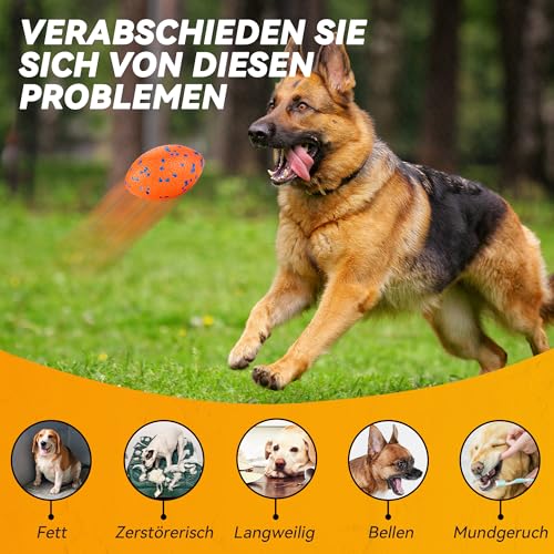 SUNNEKO Hundeball, Robustes Hundefußballspielzeug für Starke Kauer, Unzerstörbarer großer Rugbyball, Schwimmendes Hundespielzeug für Apportierspiele im Wasser, Für mittelgroße und große Hunde, Orange