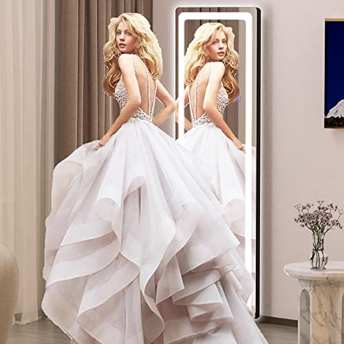 Hasipu-Full-Length-Mirror-with-LED-Lights-Dimming-3-Color-Lighting-56-x-16-Lighted-Floor-Standing-Full-Body-Black