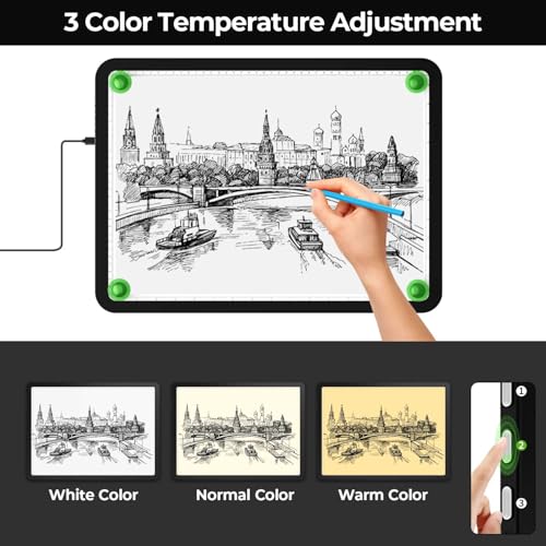 Image of Zocelight A3 Light Pad with Bag, 16.77x13.35inchs Light Board, 6000 Lux Super Bright Light Box for Tracing, Side Button Design, Magnet Light Table for Diamond Painting,Sketching,Weeding Vinyl(Black)