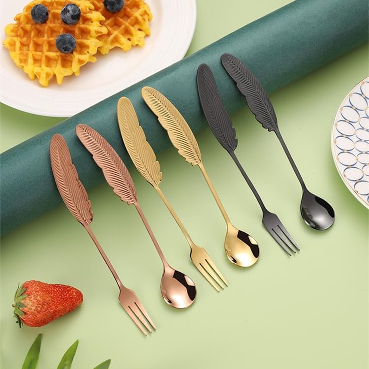 Silverware Set, 1/4/6/8pcs Creative 304 Stainless Steel Fruit Fork Creative Household Cake Dessert Fork Souvenir, Home Cutlery Flatware Set(Silver,8 Pieces)