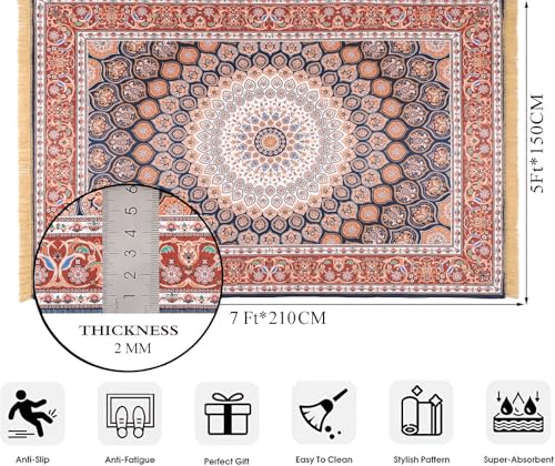 Image of Linen Basics 5 x 7 Feet 3D Multi Printed Vintage Mandala Carpet Rug Runner and Carpets for Bedroom /Living Area /Home with Anti Slip Backing (Multi Floral, 5x7 Feet)
