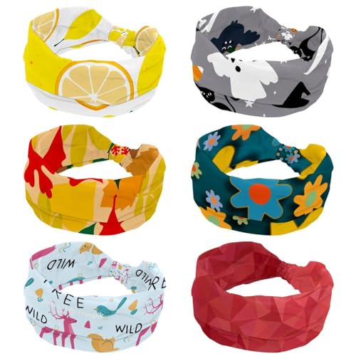 Bandeaux larges jaunes pour femme (lot de 6) style turban élastique doux