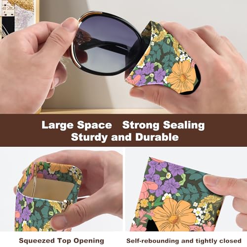 Image of Anikathy 2Pcs Sunglass Eyeglass Glasses Case Soft PU Leather with Cleaning Cloth Cute Glasses Pouch Bag for Men Women Girs