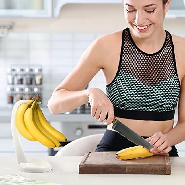 Meadow Lane Banana Holder Stand - BPA-Free White Plastic Fruit Hanger for Freshness, Kitchen Storage Item, 1-Pack