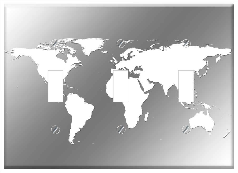 Switch Plate Triple Toggle - Continents Earth Globe Global World International 6