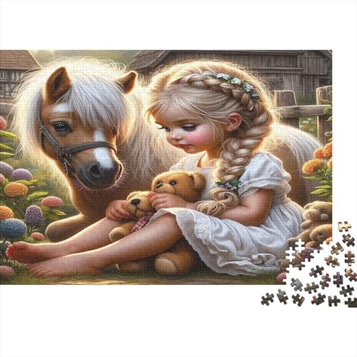 Niña y Poni Puzzle 1000 Piezas Papel Reciclado para Adultos Puzzle para Adultos Imposible difícil desafiante Juego Familiar Divertido Excelente Idea de Regalo 52x38cm/1000pcs