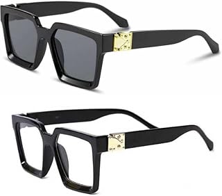 Sunwear Unisex UV Protected Retro Square Sunglasses Inspired From Badshah. Sahil Khan & Jass Manak(Black,Clear) Price In India
