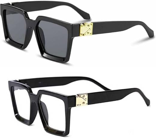 Sunwear Unisex UV Protected Retro Square Sunglasses Inspired From Badshah. Sahil Khan &amp; Jass Manak(Black,Clear)