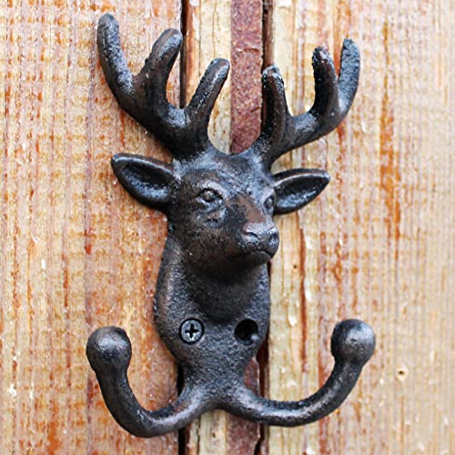 CZOOR Europäischen Stil Retro Gusseisen Schmiedeeisen Haken Wandbehang Wanddekoration Mantel und Huthaken Hirschhorn Kleiderhaken Dekoration Haken Cover