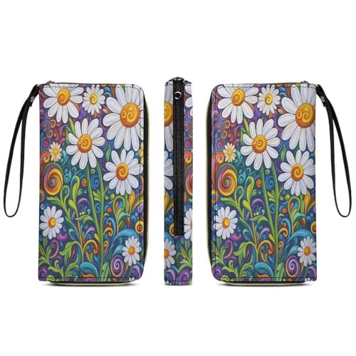 Floral Women's Wallet Wristlet Zipper Purse with Hand Strap Travel Credit Card Holder for Daily Use Gifts4