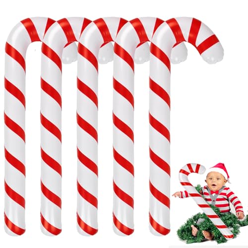 HERZONE 5pcs Aufblasbare Weihnachtsdeko Zuckerstangen 87cm,Groß Deko...