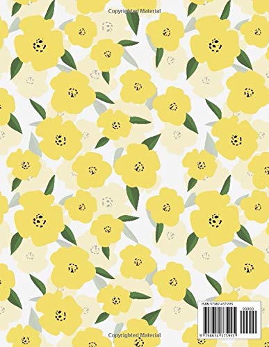 Notebook: Unlined Journal - 8.5 x 11 in unruled notebook - 100 blank plain pages - Yellow flower floral cover design - Image 2