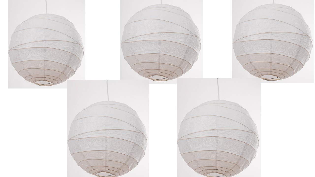 Pack of 5 Large 40cm Irregular Bamboo Lantern, Paper, White
