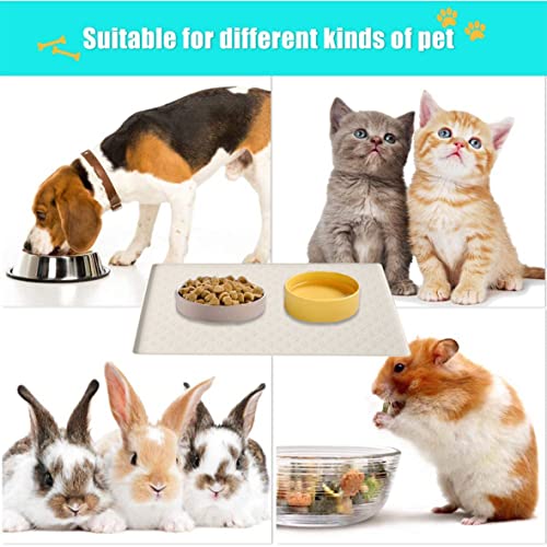 Umtiti Bowl Mat for Dogs and Cats (48 x 30 cm, Cream), Waterproof Non-Slip Silicone Dog Bowl Feeding Bowl Mat - Image 4