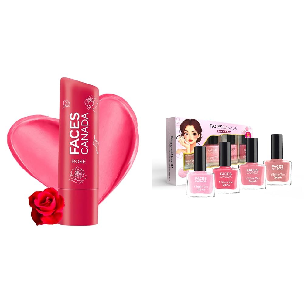FACESCANADA Color Lip Balm - Rose Petal 03, 4.5g & Ultime Pro Splash Mini Nail Enamel Combo Kit - Pink Pop-image-27