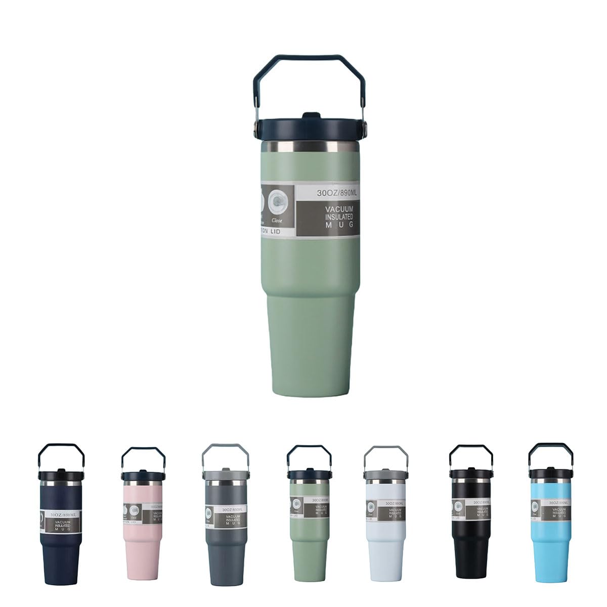 Maideduo IceFlow Tumbler with Flip Straw - 30 oz - Twist Lid and Flip Straw - Leak Resistant Water Bottle - Insulated Stainless Steel - BPA Free (30 OZ Green)
