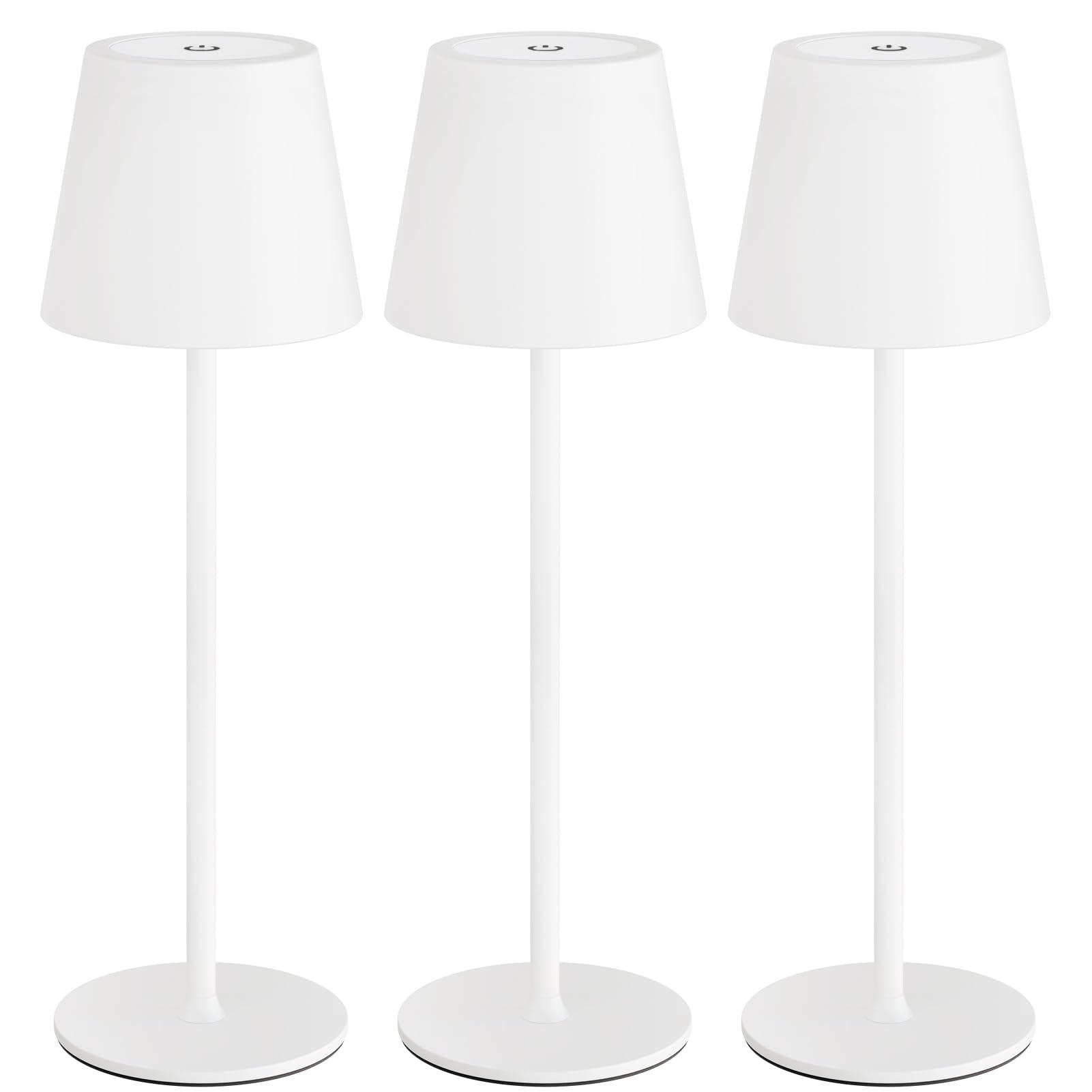 uuffoo Confezione da 3 lampade da tavolo senza fili, ricaricabili a batteria, 5000 mAh, luci LED touch control portatili, 3 colori dimmerabili, per esterni, caffè, camera da letto, cucina (bianco)