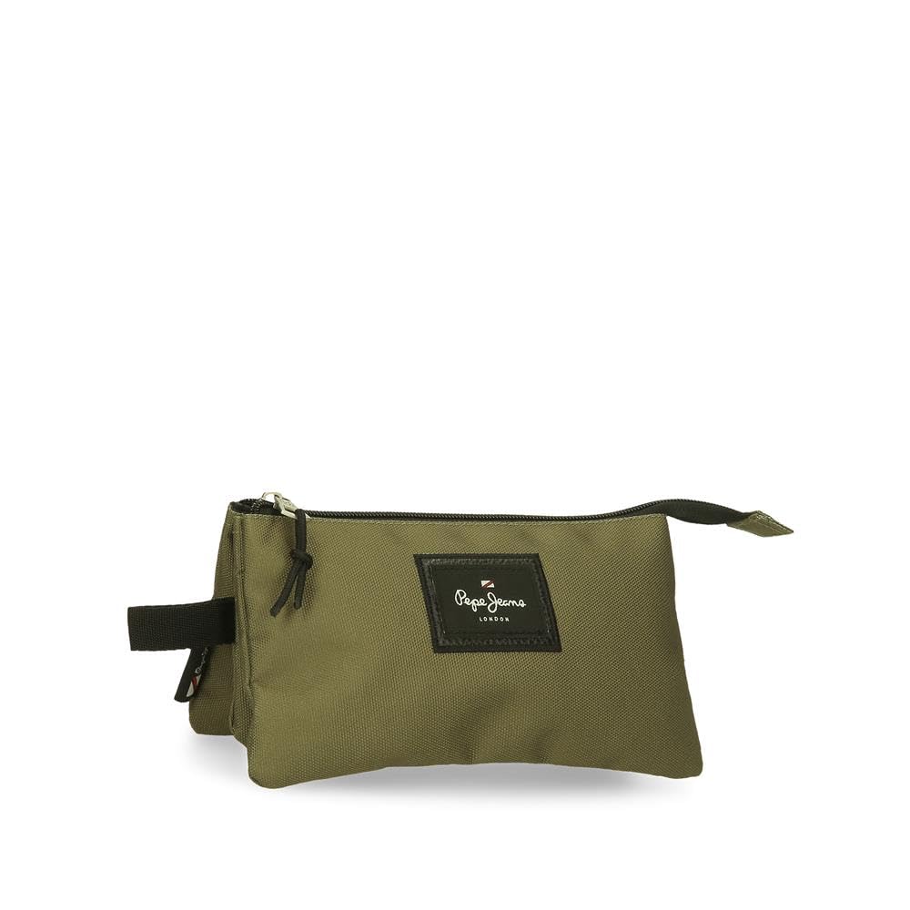 Pepe Jeans Aris Triple Green Pencil Case 22 x 12 x 5 cm Polyester, Green, One Size, Triple Case