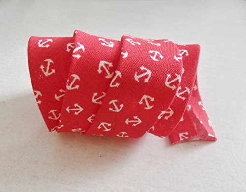 Nastro sbieco Liberty, rosso, motivo: ancore