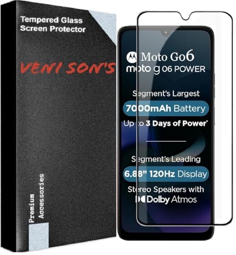 VENI SON'S Scratch And Tear Resistant, Crystal Clear Edge to Edge Tempered Glass Screen Protector Guard Compatible With Moto G06 Power