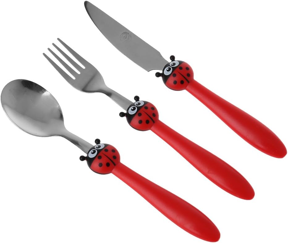 Luoxxxka 1 Set Spoon & Fork & Knife for Kids Tableware Children Feeding Cartoon Stainless Steel Cutlery