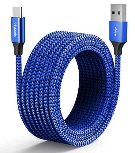etguuds USB C Kabel Lang 5M, USB A auf USB C Ladekabel Nylon Geflochten USBC Schnellladekabel für Galaxy S24 S23 S22 S21 S20 S10 S9 A35 A53-Blau