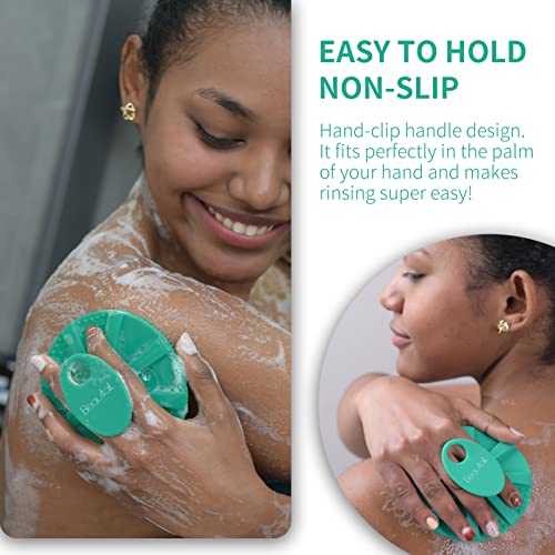Image of Silicone Body Scrubber Shower Bath Brush, More Hygienic Than Traditional Loofah, Lather Nicely, Long Lasting, Gentle Exfoliating For Women Men Baby Sensitive Skin, 1 Pack, Green