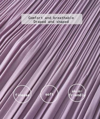 Women's Spring Summer Pleated Midi Skirts,Cool A-Line Swing Long Skirt,Soft Ladies Elastic High Waist Maxi Casual Skirt4