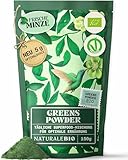 NaturaleBio grünes Entgiftungspulver Bio 150g. 12in1 mit Matcha, Menta, Moringa, Spirulina, Chlorella, Gerstengras und mehr. Vegan. Detox zur Unterstützung der Verdauung und des Immunsystems.