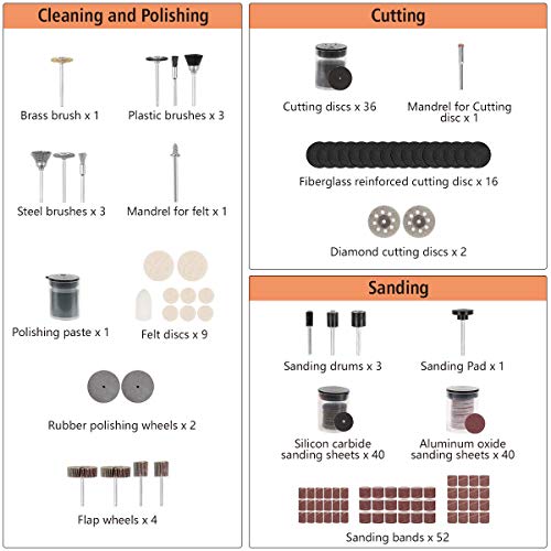 Rotary Tool Accessories Kit, Butizone 276 PCS Accessories, Easy for Polishing, Sanding, Cutting, Drilling, Engraving, Sharping, with Storage Case, Universal for 1/8\" Diameter Shanks
