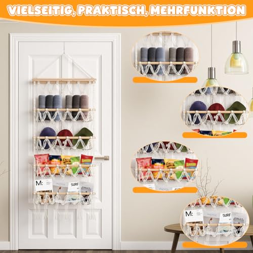 Rangement doudous macramé 42cm libère l'espace au sol chambre - 7