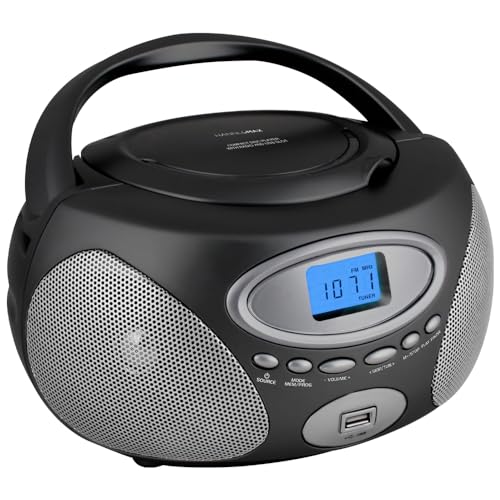 HANNLOMAX HX-311CD Portable CD/MP3 Boombox, PLL AM/FM Radio, USB Port for MP3 Playback, Aux-in, LCD Display, AC/DC Power Source (Grey)