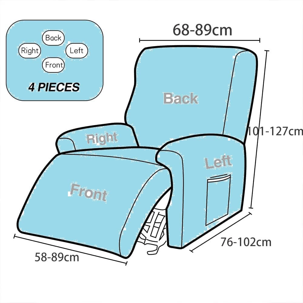 EBETA Elasticizzato Copripoltrona Fodera per poltrona, Fodera per poltrona relax in 4 pezzi, Coprisedile Chivas Poltrona Reclinabile Relax Completo con Tasche (Fiore)