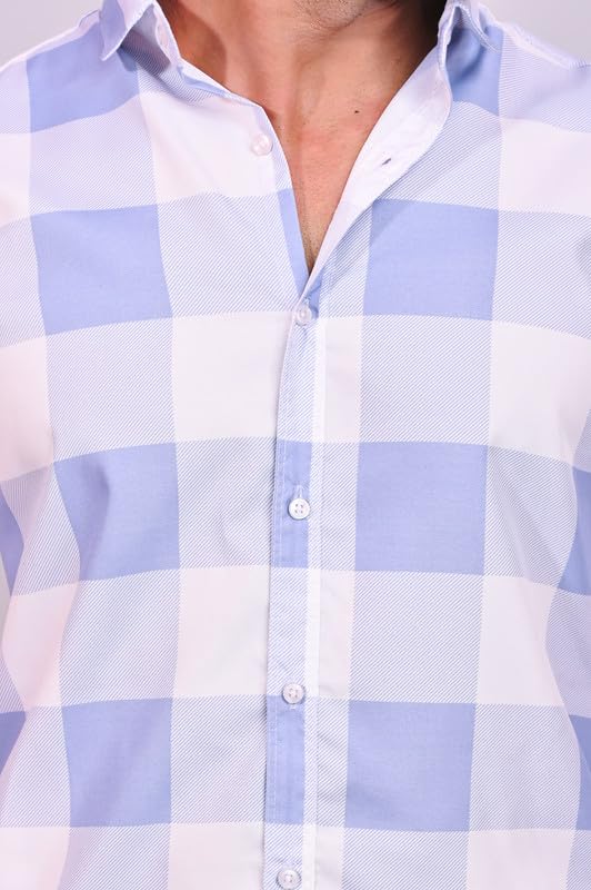 Image of S-LINE Shirt for Men | Cotton, Skin Friendly Fabric, Regular Fit | Full Sleeve Check Design Casual Shirt with Spread Collar | Regular Wear | Size - S to XL