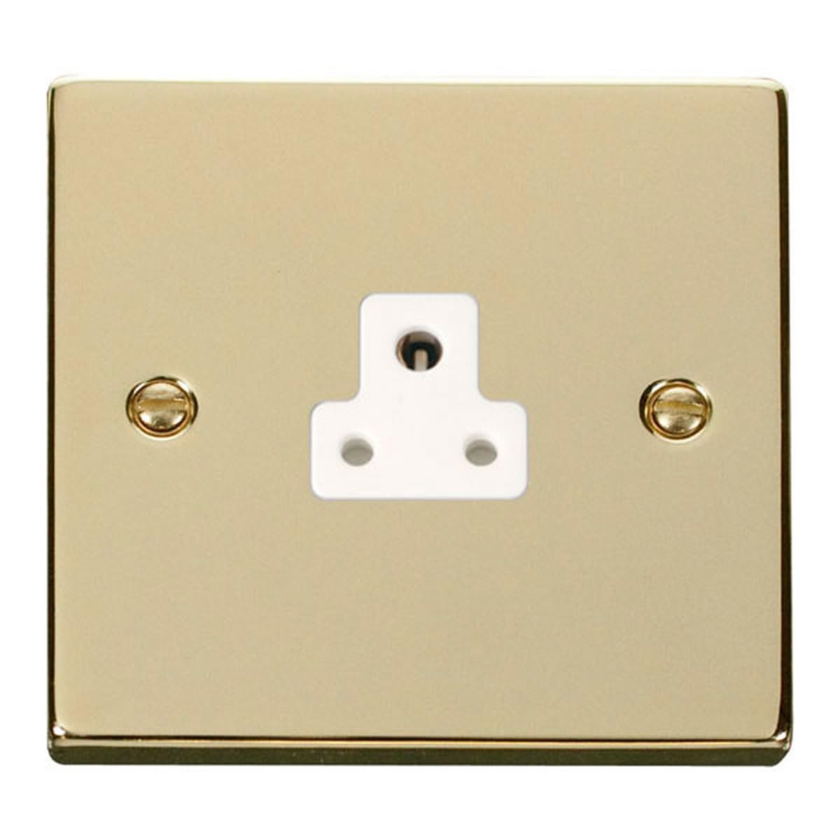 Click Polished Brass 1 Gang 2A Round Pin Socket