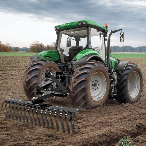 Image of KUAFU 50 inch 3 Point Landscape Rake for Category-0 Cat-0 Tractor with 360