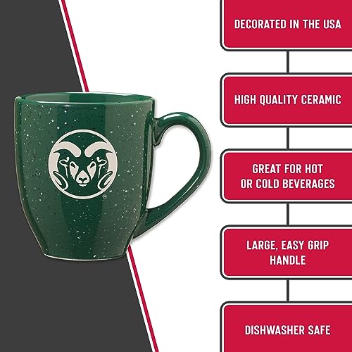 Image of Rico Industries NCAA Colorado State Rams Green Personalized 16 oz Team Color Laser Engraved Speckled Ceramic Coffee Mug