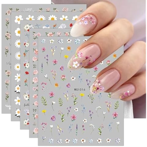 JMEOWIO Floral Nail Art Stickers Set Cover
