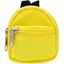 1/6 Scale Mini Doll Zipper Backpack, Reptile Apparel AccessoriesAdjustable Shoulder Straps, Pockets and Keychain, Mini House Backpack Miniatures School Bags Toy Photography Props Yellow