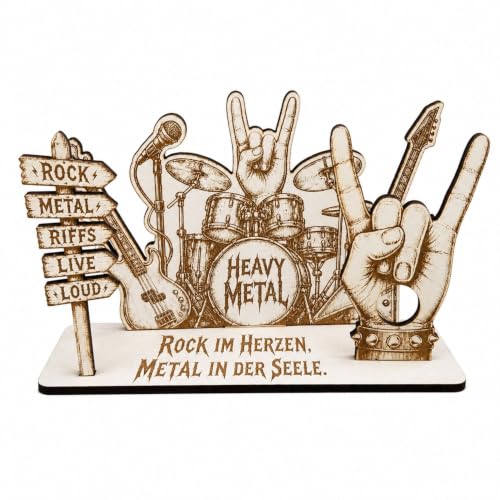 DEKOLANDO Heavy Metal Cadeau d'argent Rockhand Cadeau pour les fans de rock
