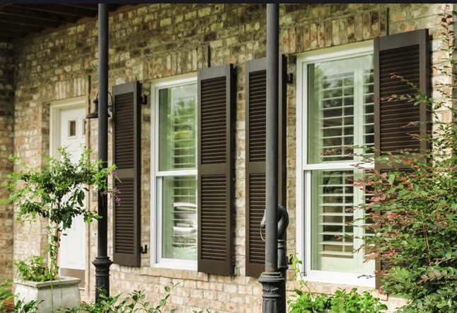 Homeside Open LouverHomeside Open Louver Vinyl Shutters (1 Pair) - 14-1/2 Inch x 39 Inch - 035 BrownVinyl Shutters (1 Pair) 14-1/2in. x 39in. - 410 Gray