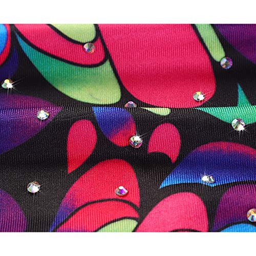 Image of HOZIY Leotards for Girls Gymnastics Kids Children Biketard Snowflake Ribbon Blue Purple Hot Pink Sparkle