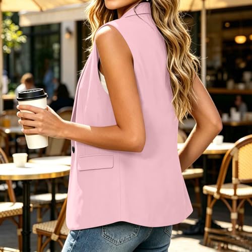 Chalecos elegantes para mujer chaquetas de vestir trabajo oficina rosa S 6