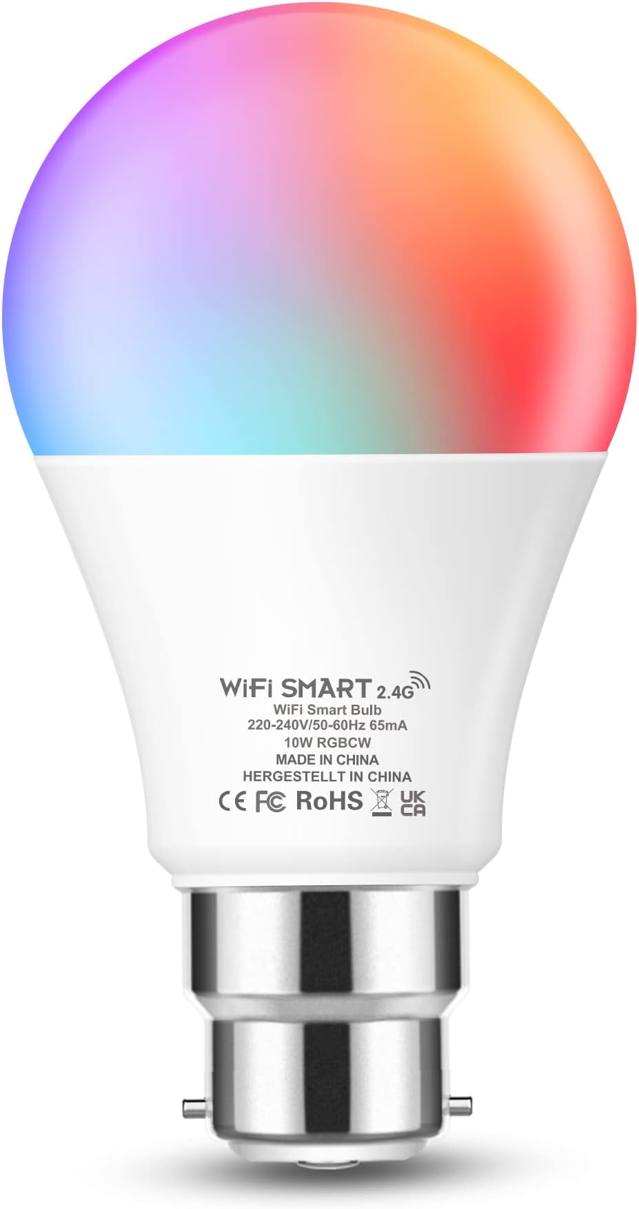 Fulighture Smart Bulb, WiFi LED Alexa Light Bulbs, B22 Bayonet Dimmable White and RGB Color, Compatible with Alexa and Google Home, 10W(60W Equivalent), 850LM, No Hub Required