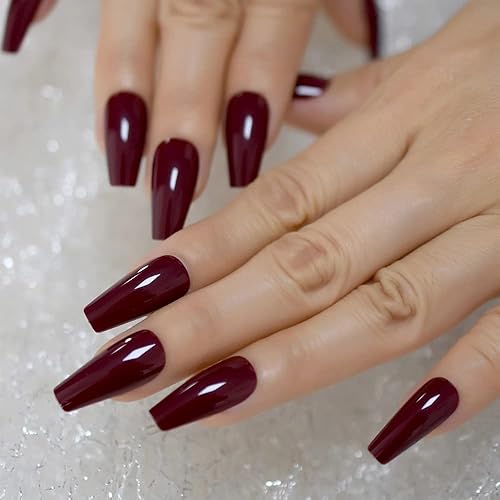 Miniatura 3 de iBeautying - Uñas postizas a presión color morado francés desnudo, uñas postizas con acabado de gel UV, uso diario, uñas postizas redondas ovaladas