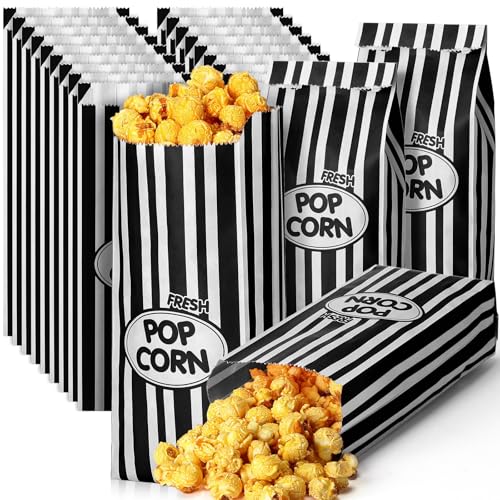 Image of Sherr 1000 Pcs 1oz Popcorn Bags Bulk Black Retro Stripes Disposable Popcorn Bags for Circus Carnival Party Favors Movie Nights Birthday Party Event Supplies Machine Accessories