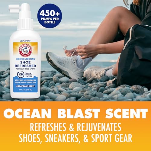 Arm & Hammer Shoe Refresher & Deodorizer Spray, Ocean Blast, 3.4 oz, 2 Pack - image 4